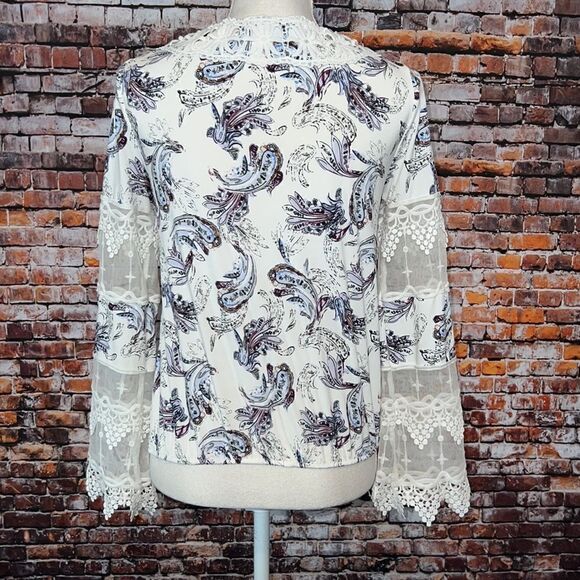WHBM Long Sleeve Boho Lace-Up Blouse - Picture 9 of 11